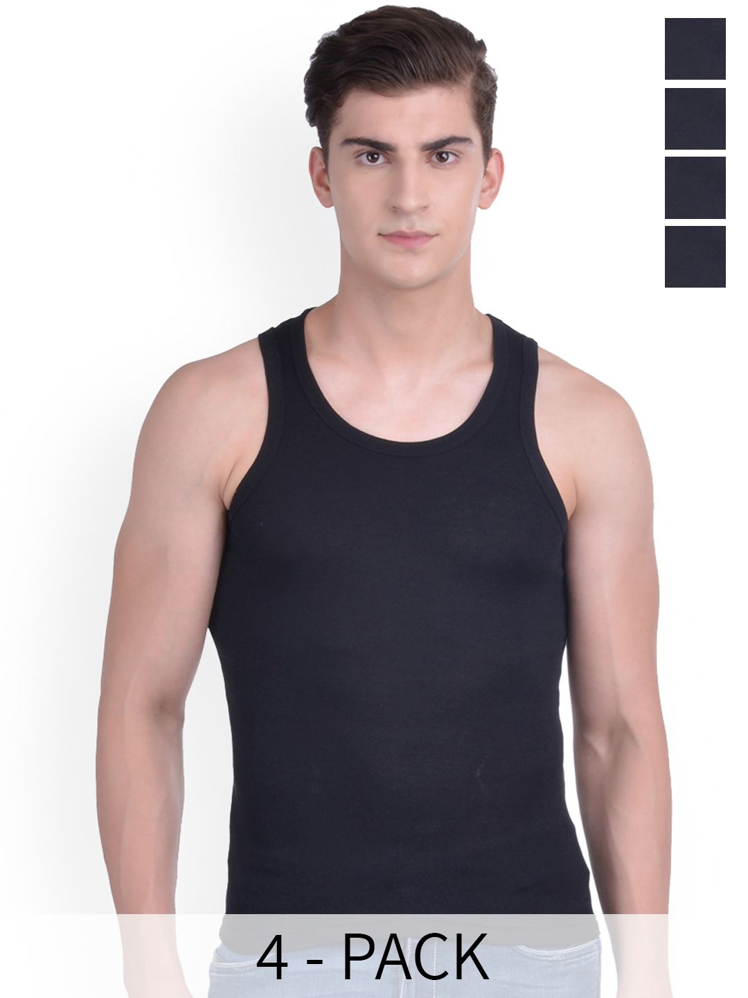 Force NXT Pack Of 4 Men Super Combed Cotton Rib Vest
