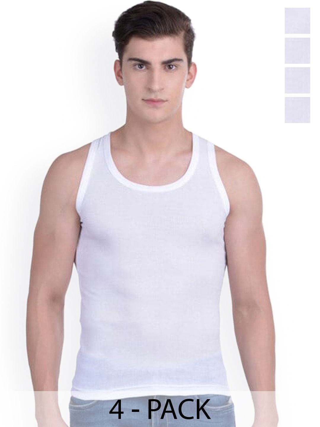 Force NXT Pack Of 4 Men Super Combed Cotton Derby Rib Vest