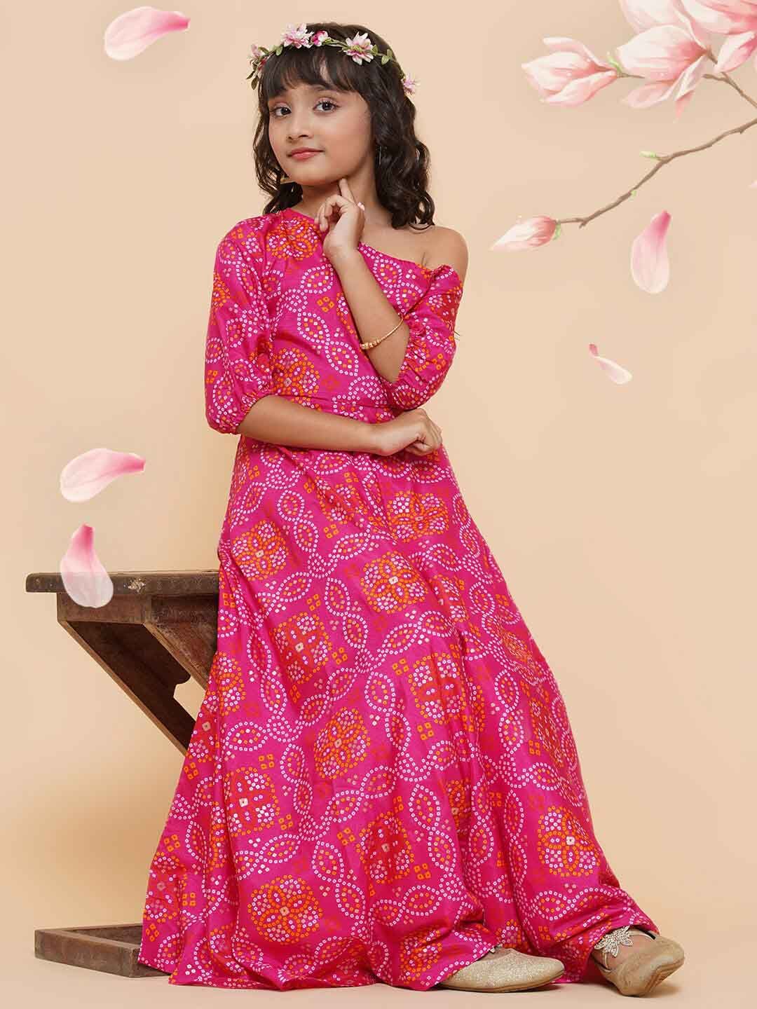Buy Aks Kids Girls Ethnic Motifs Bandhani Printed Fit and Flare