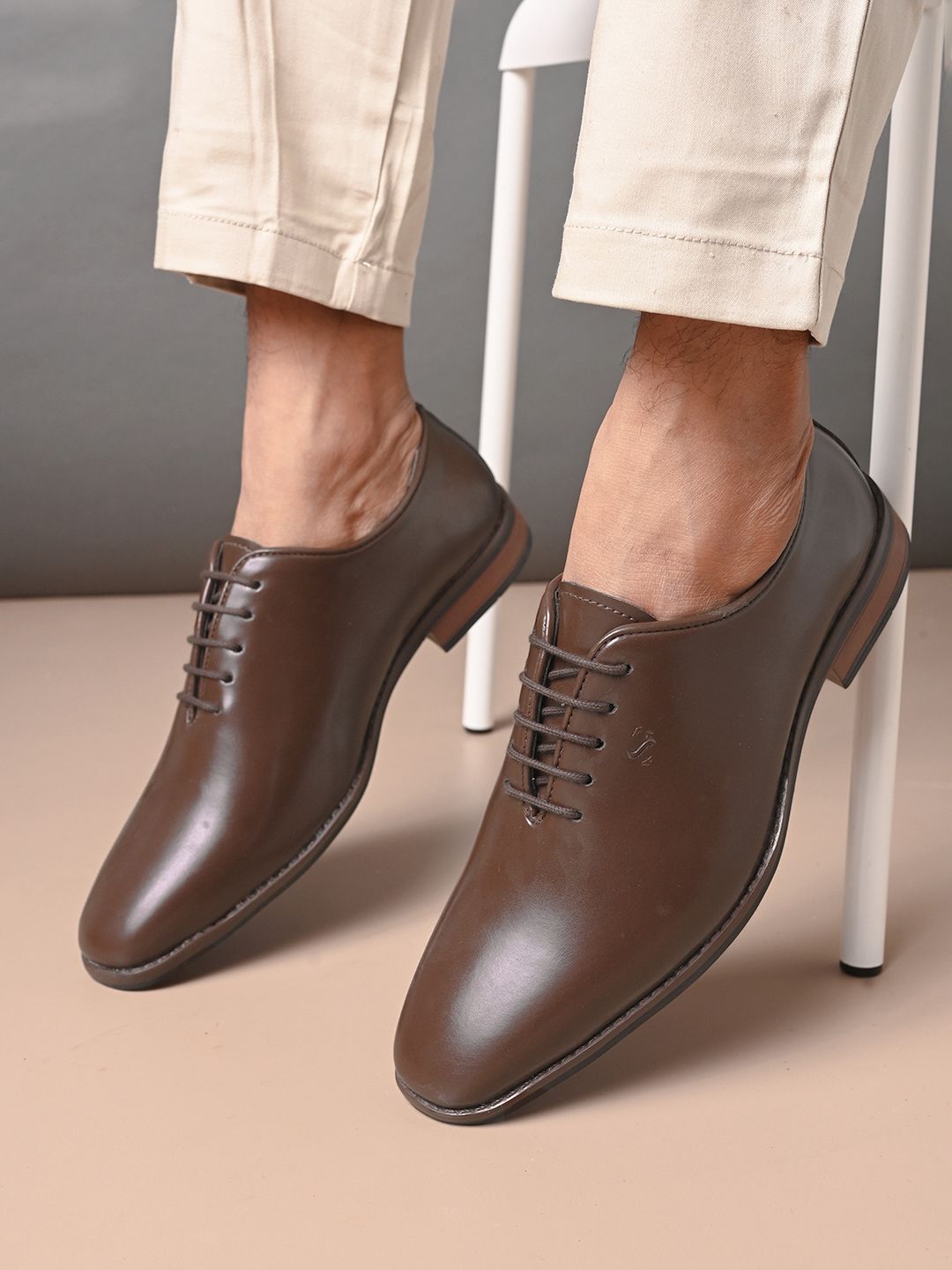 San Frissco Men Brown Classic Durable Formal Laceup Oxfords