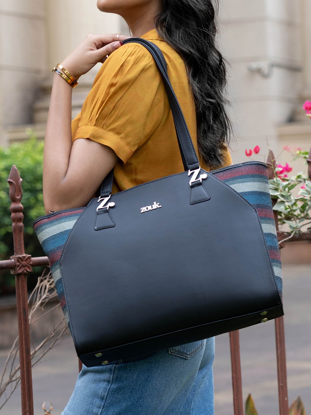 Buy ZOUK Structured Vegan Leather Shoulder Bag-Up to 12 inch