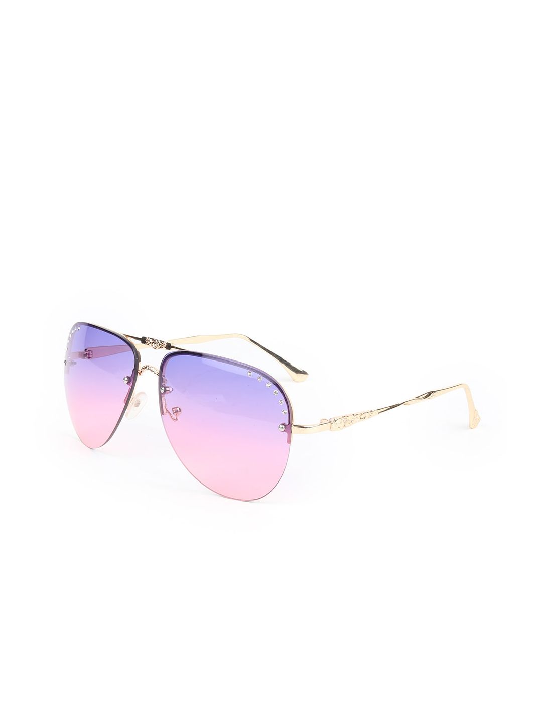 ODETTE Women Embellished Aviator Sunglasses with UV Protected Lens NY130