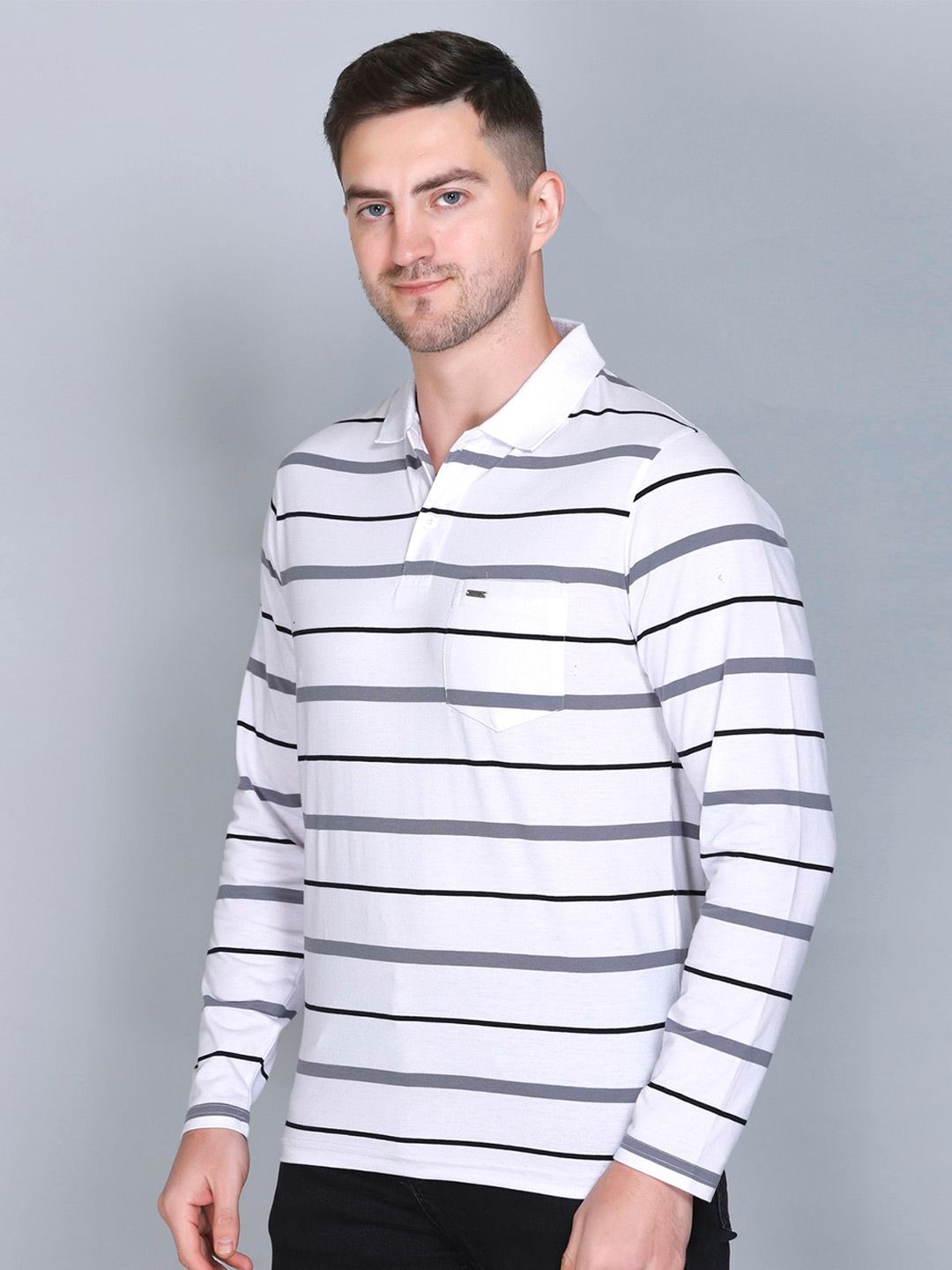 GODFREY Striped Polo Collar T-shirt