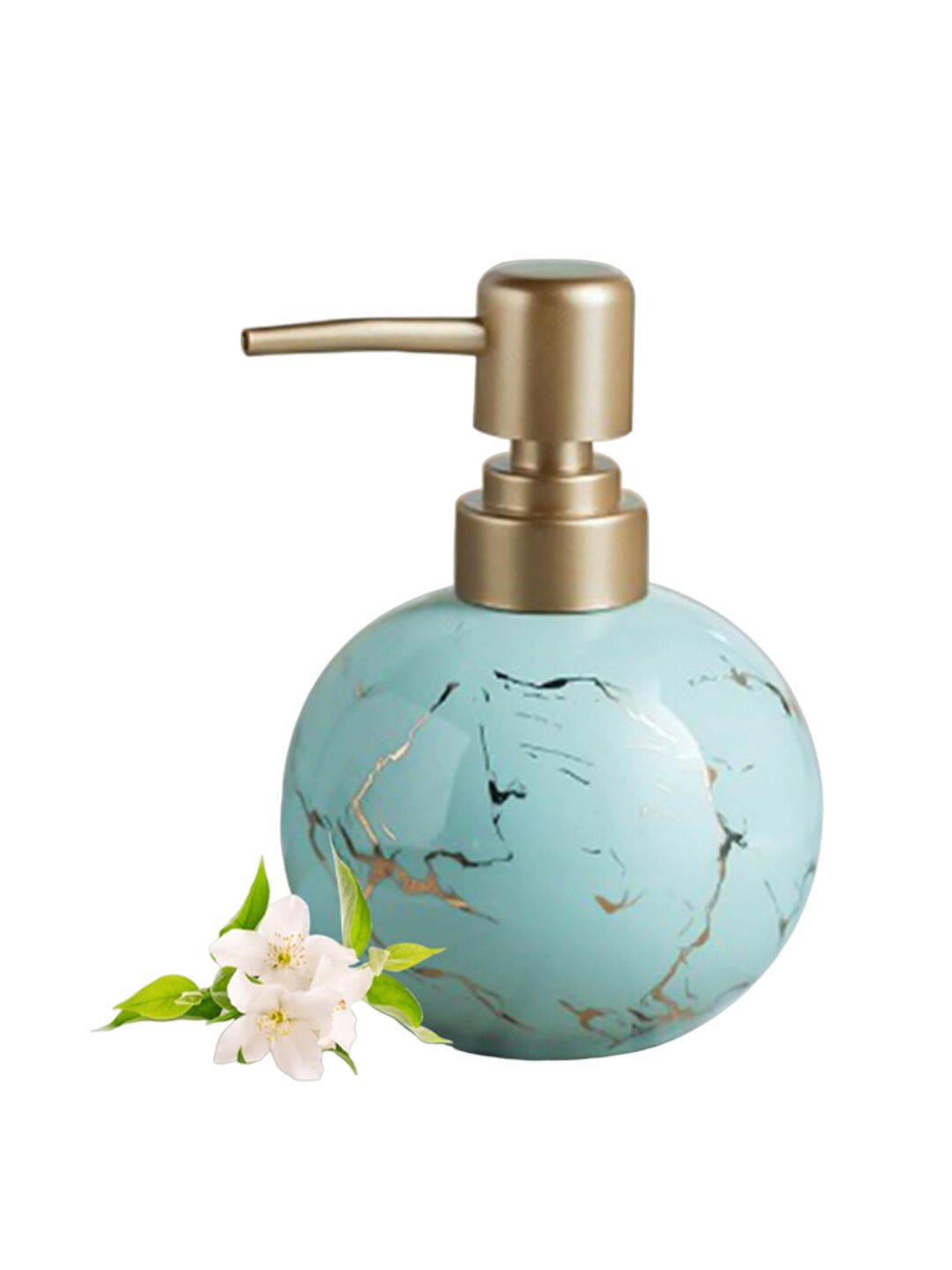Ekhasa Blue & Gold Abstract Printed Ceramic Soap Dispenser Bathroom Accessories