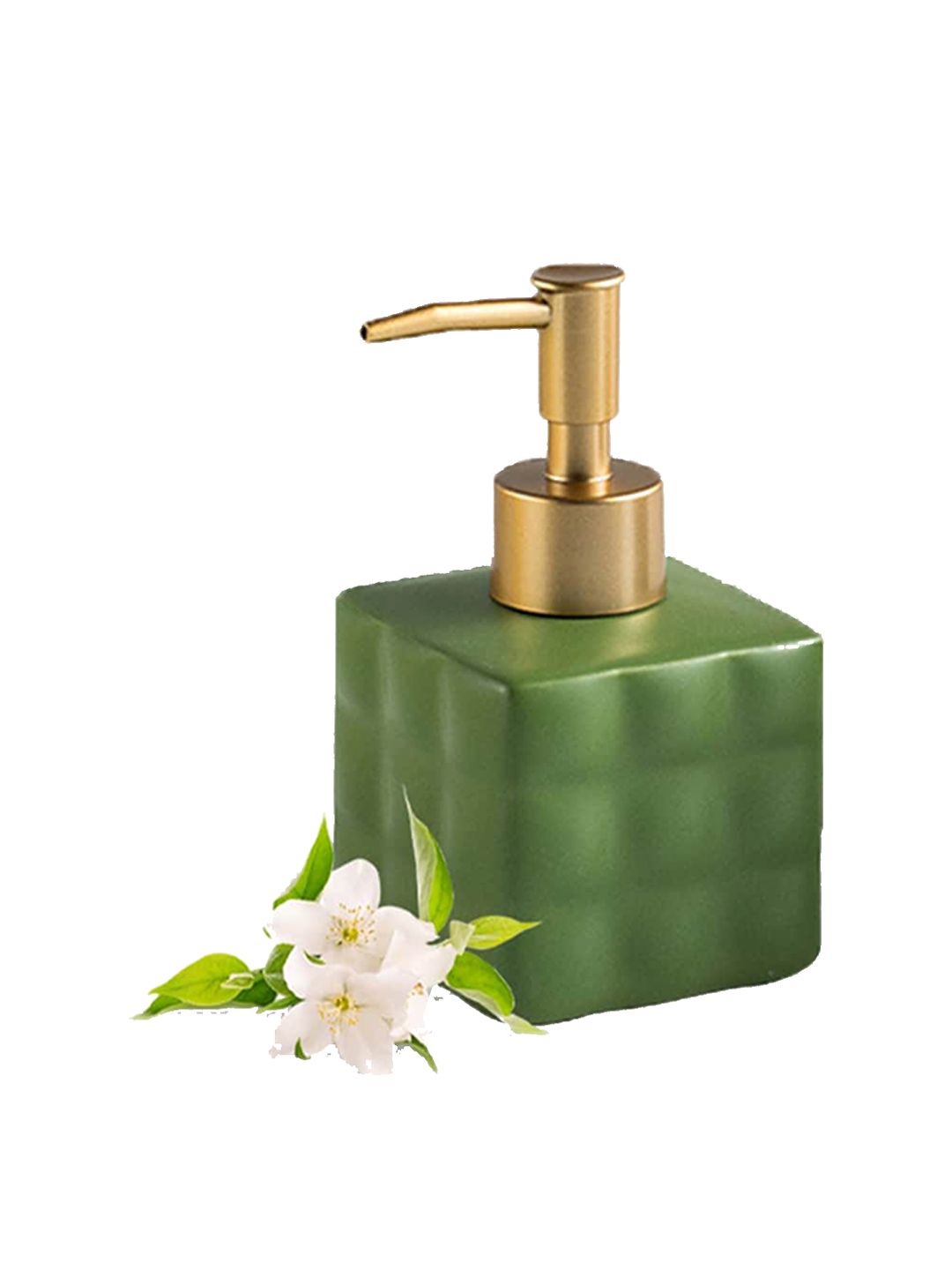 Ekhasa Green and GoldToned Ceramic Soap Dispenser 220 ml