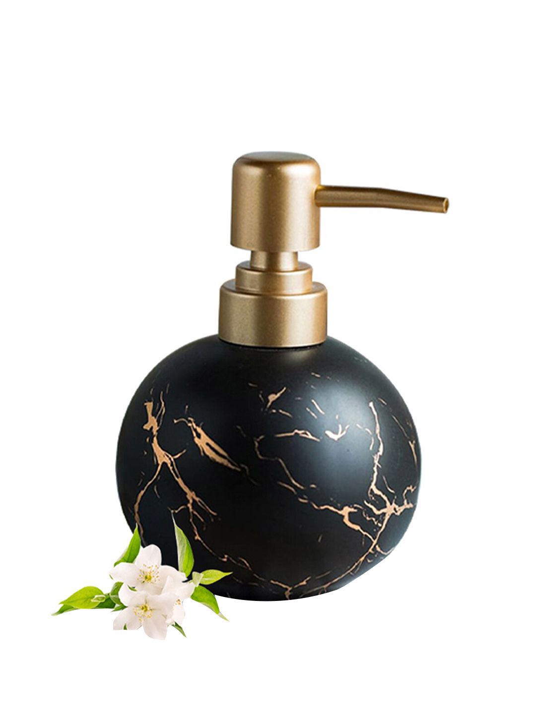 Ekhasa Black & Gold Toned Abstract Printed Ceramic Soap Dispenser 300 ml