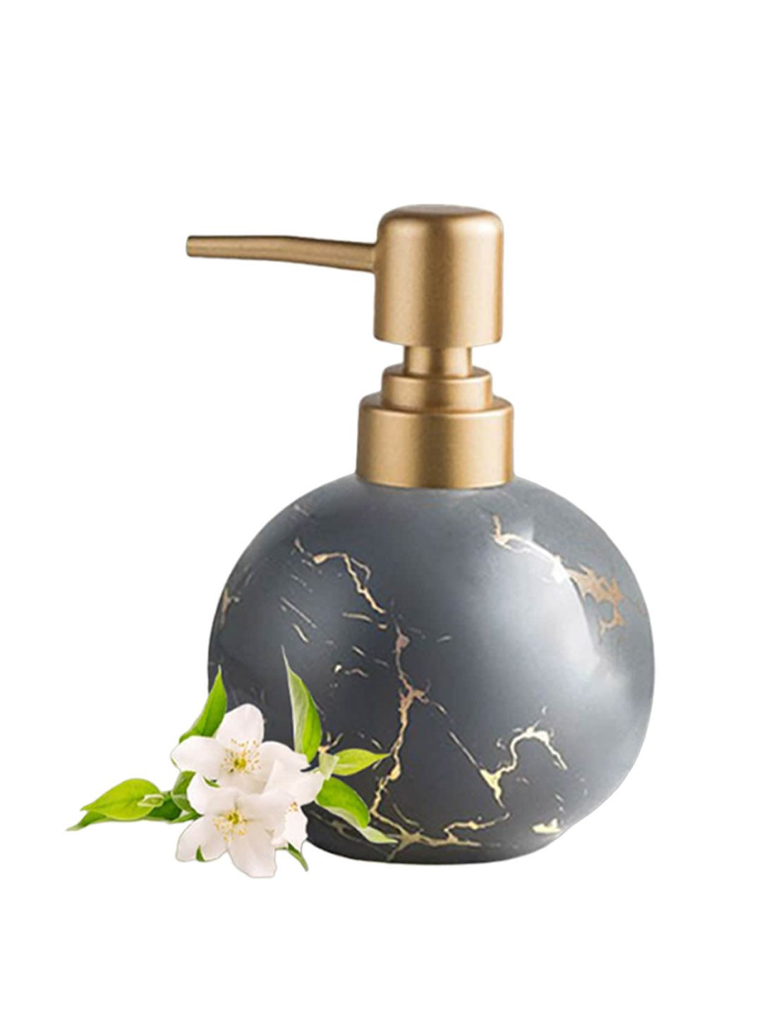 Ekhasa Grey & Gold Toned Abstract Printed Ceramic Soap Dispensers 300 ml