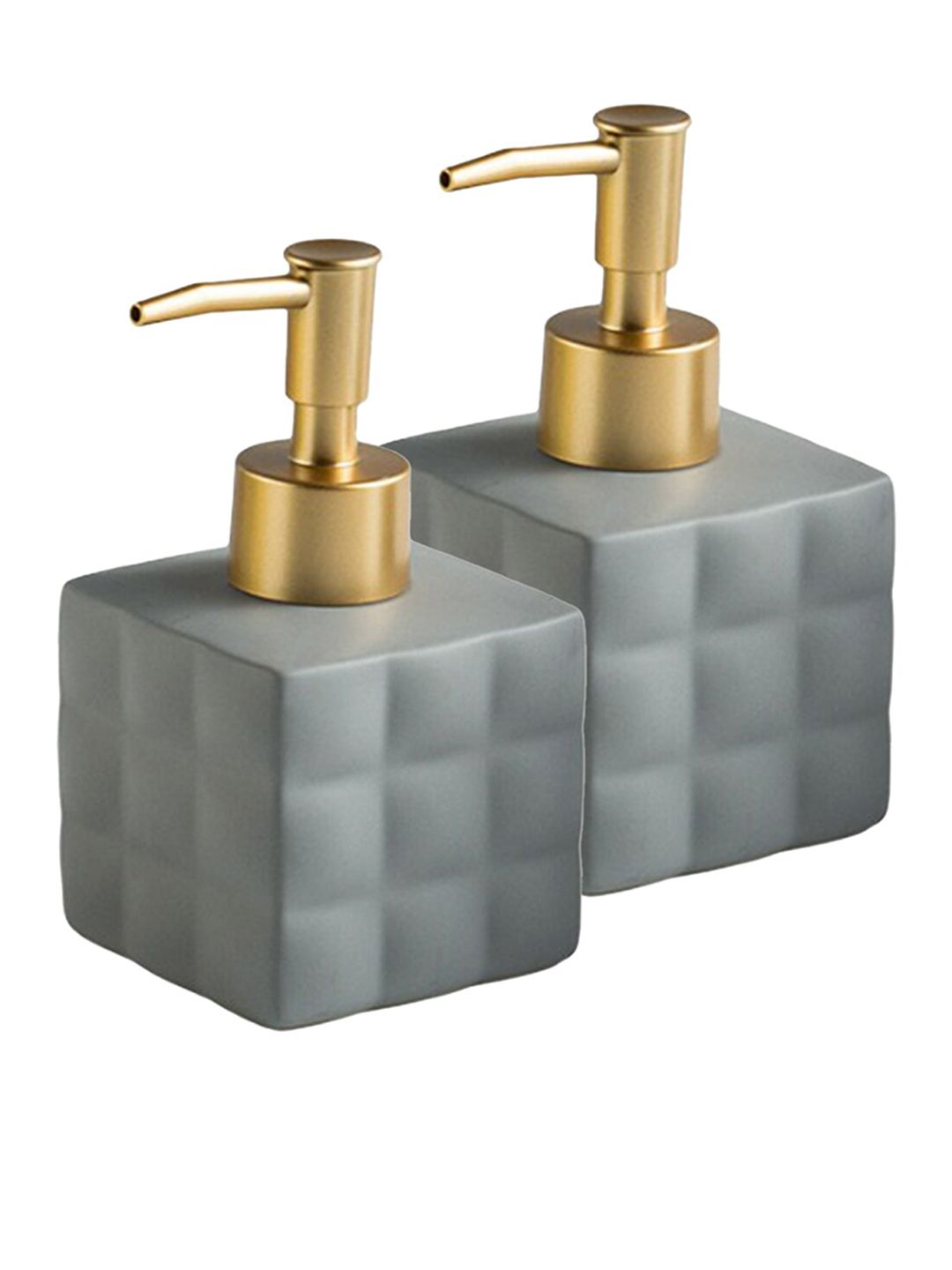 Ekhasa Grey 2 Pcs Ceramic Soap Dispenser Bathroom Accessories 220 ml