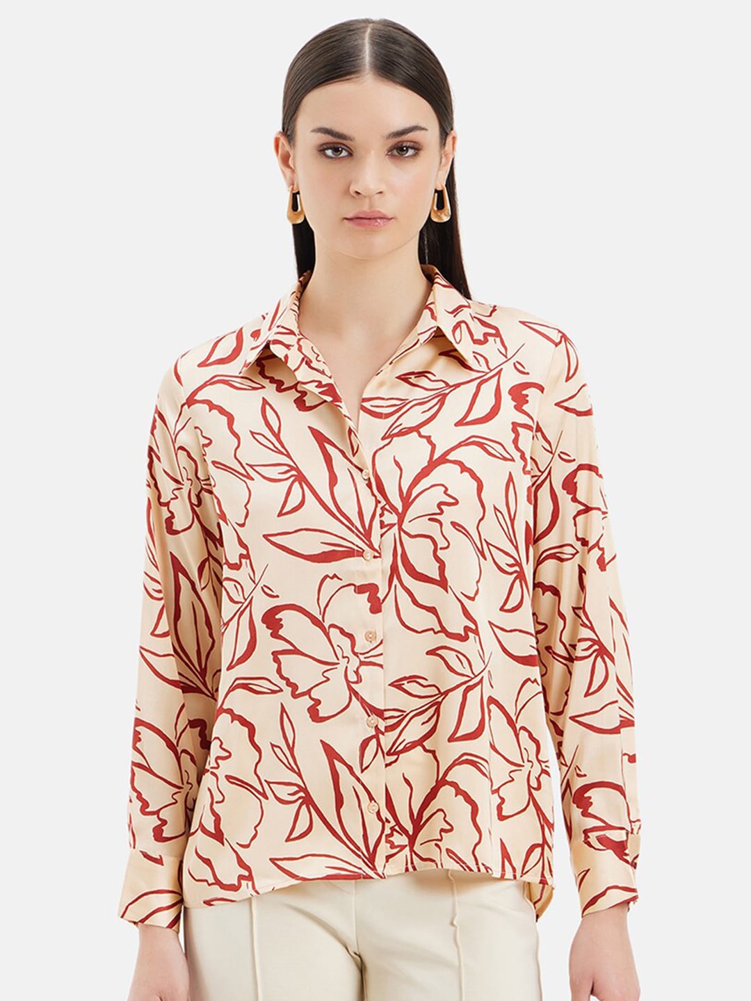 Kazo Women Standard Floral Opaque Printed Formal Shirt Price in India