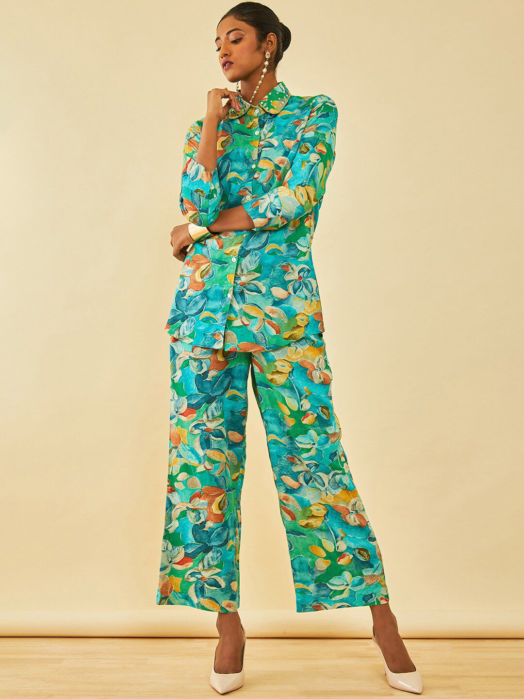 Soch Floral Printed Shirt With Palazzo