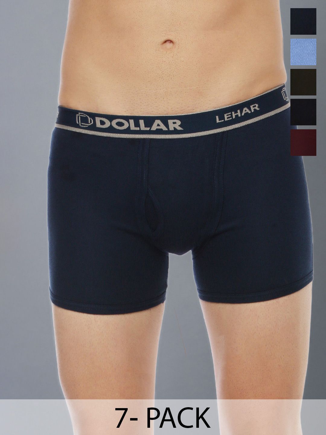 Dollar Lehar Mens Combed Cotton Trunk - Pack of 7 - Assorted