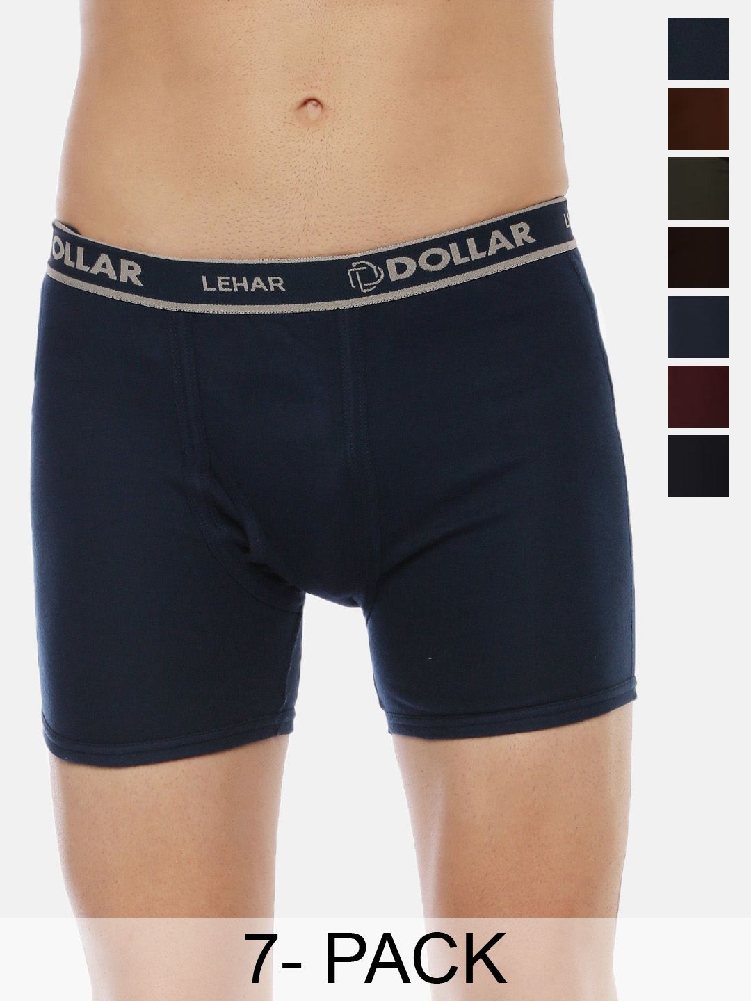 Dollar Lehar Mens Combed Cotton Trunk - Pack of 7 - Assorted