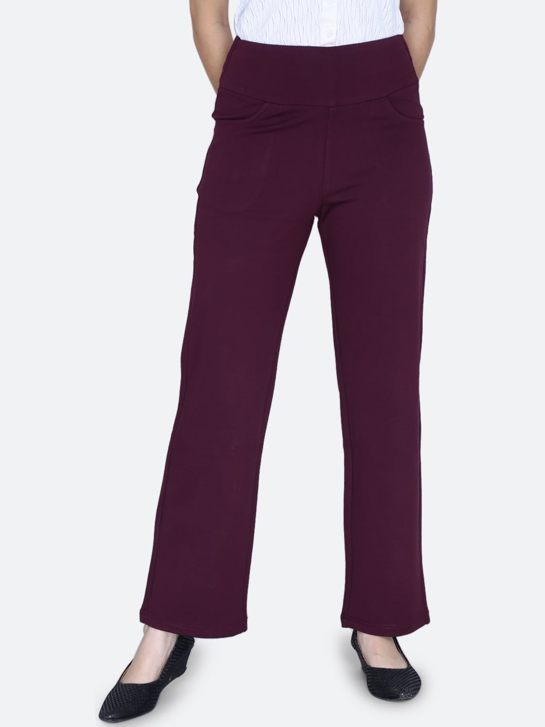 FCK-3 Women High-Rise Cotton Relaxed Straight Leg Easy Wash Regular Trousers Price in India