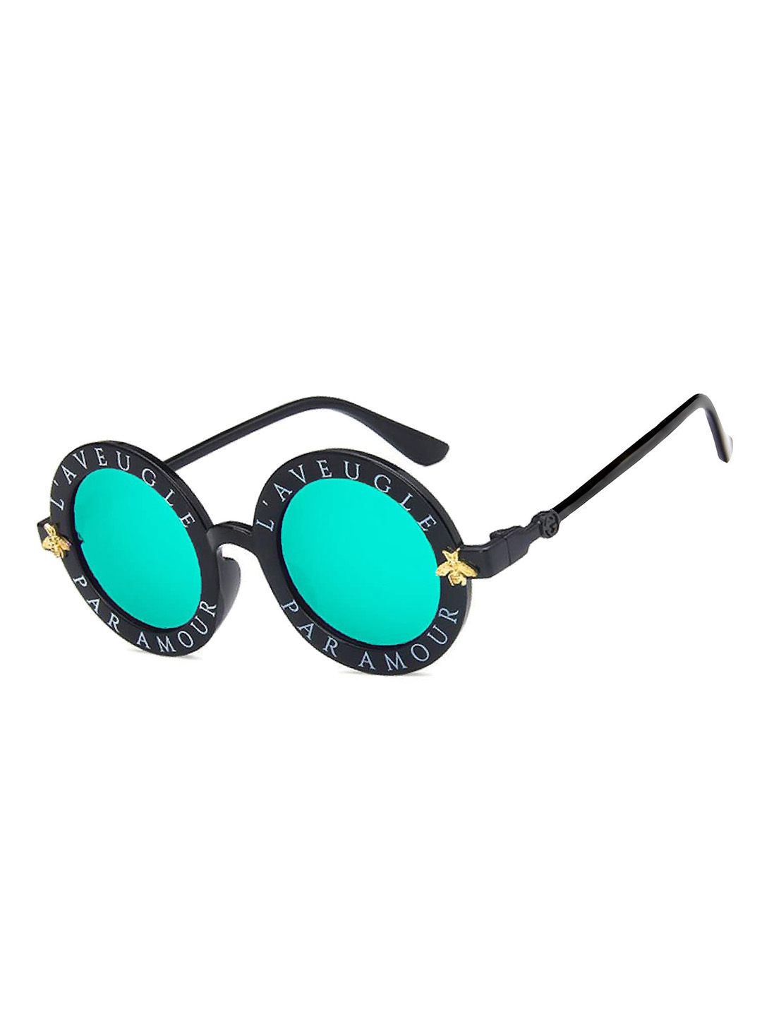 SYGA Kids Round Sunglasses with UV Protected Lens Goggles-paramour-Black&Green