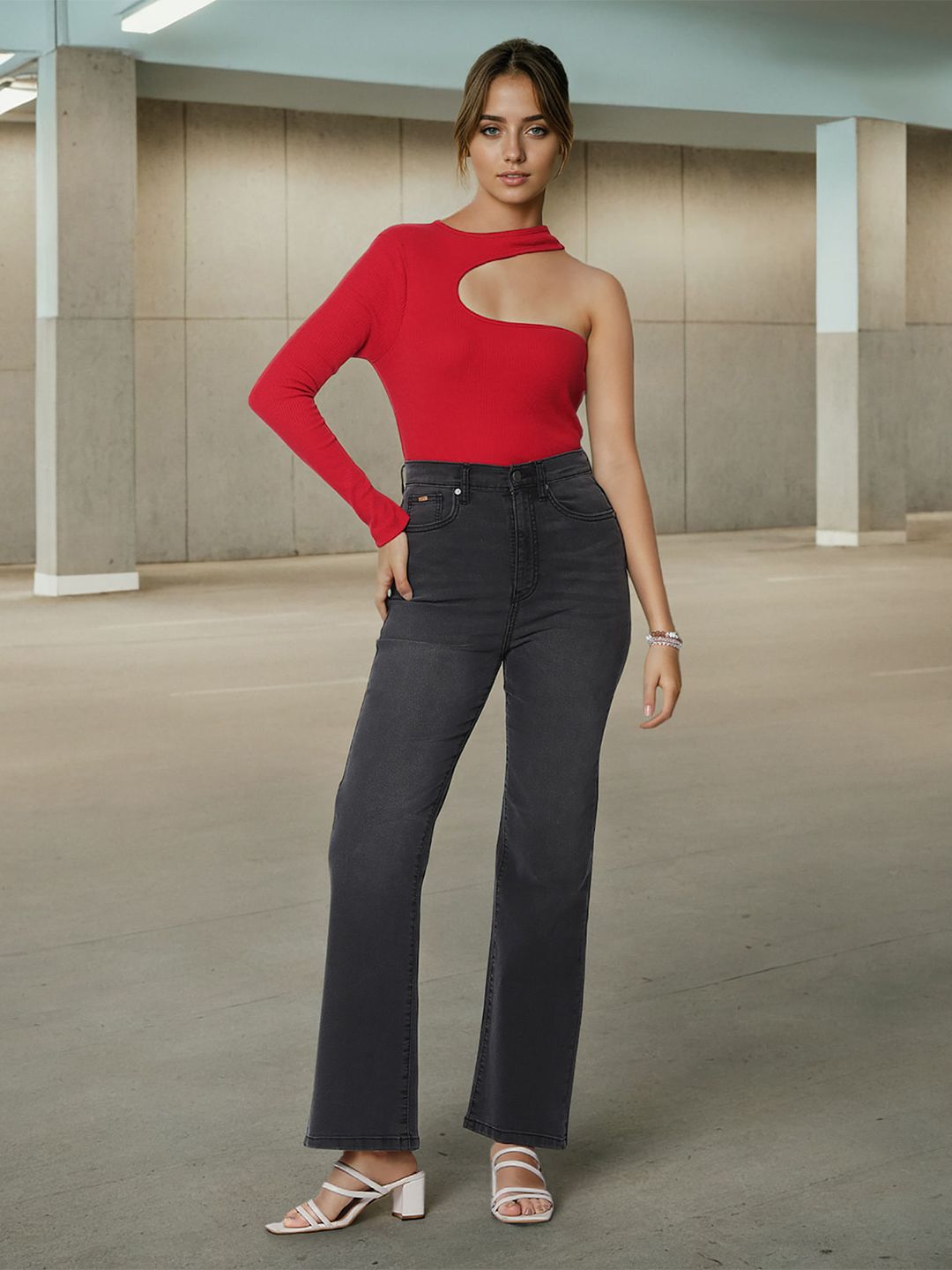 Flying Machine Women Bootcut High-Rise Clean Look Stretchable Jeans