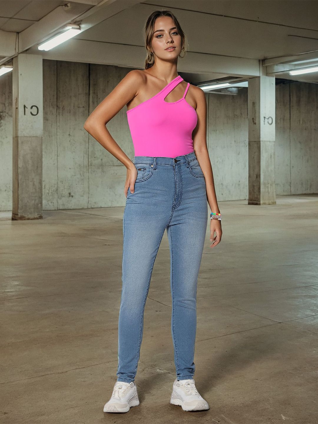 Flying Machine Women Skinny Fit High-Rise Light Fade Clean Look Stretchable Jeans