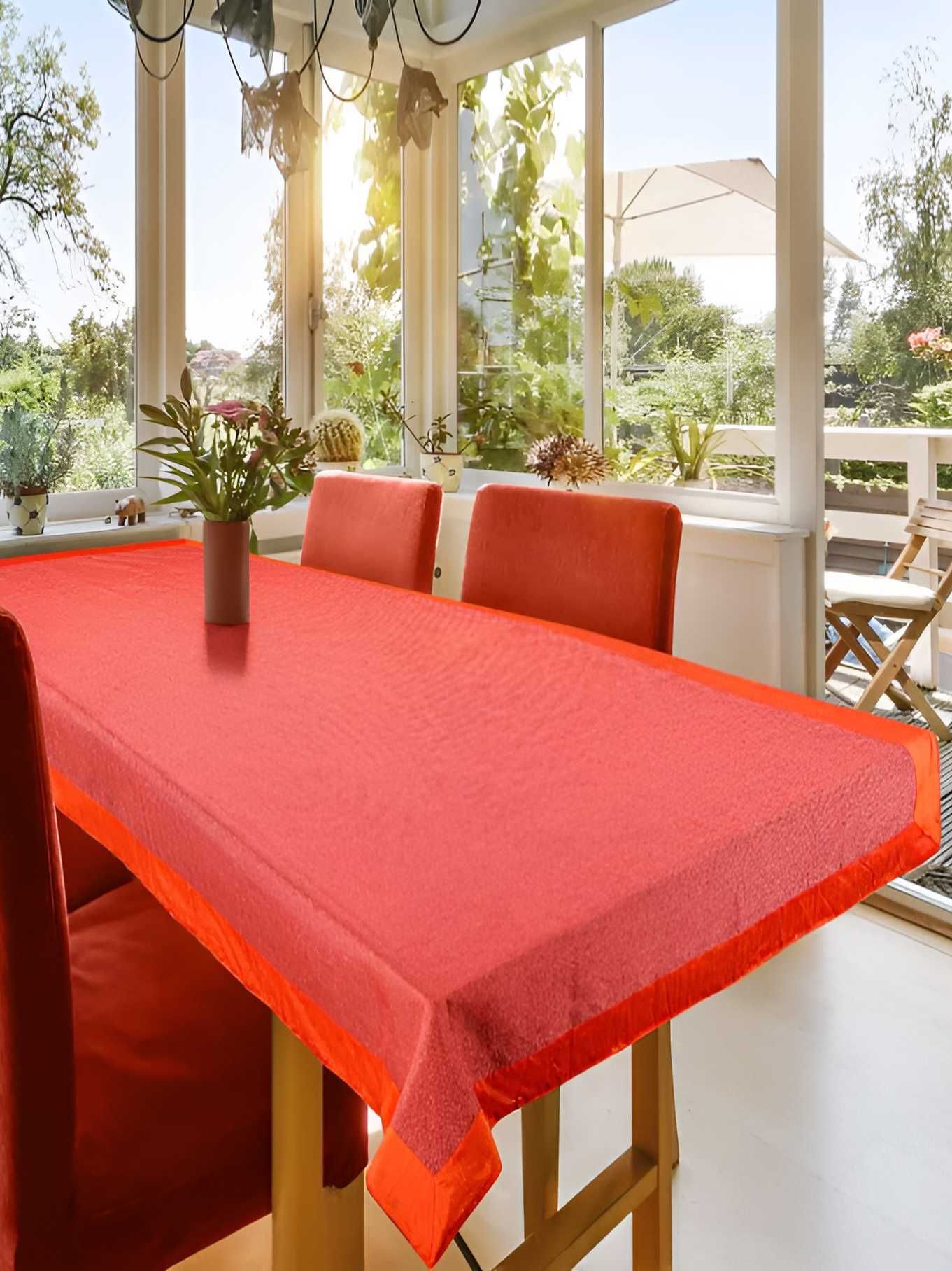 CASA-NEST Orange Cotton 6-Seater Table Cover