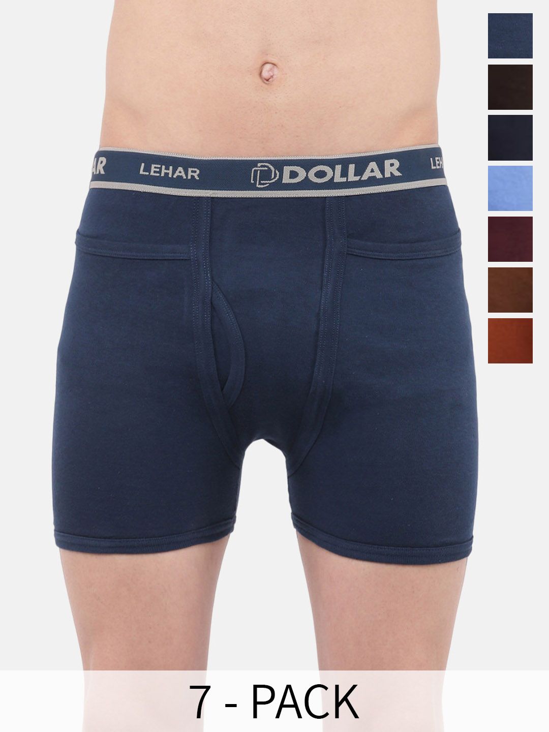 Dollar Lehar Mens Combed Cotton Trunk - Pack of 7 - Assorted