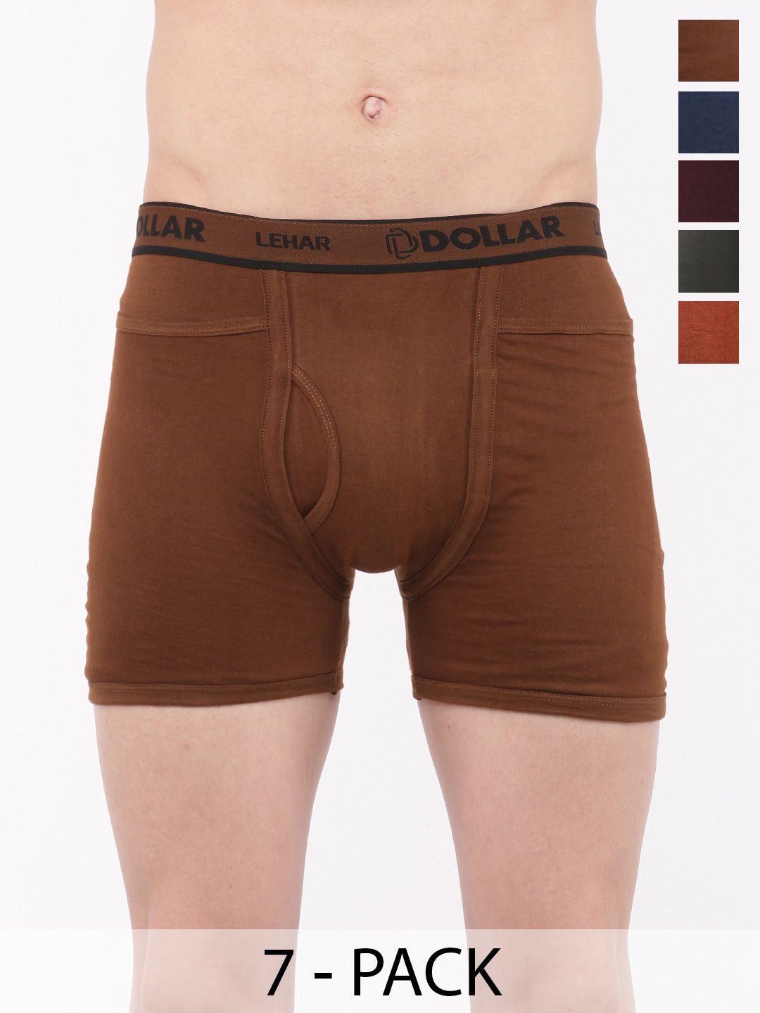 Dollar Lehar Mens Combed Cotton Trunk - Pack of 7 - Assorted