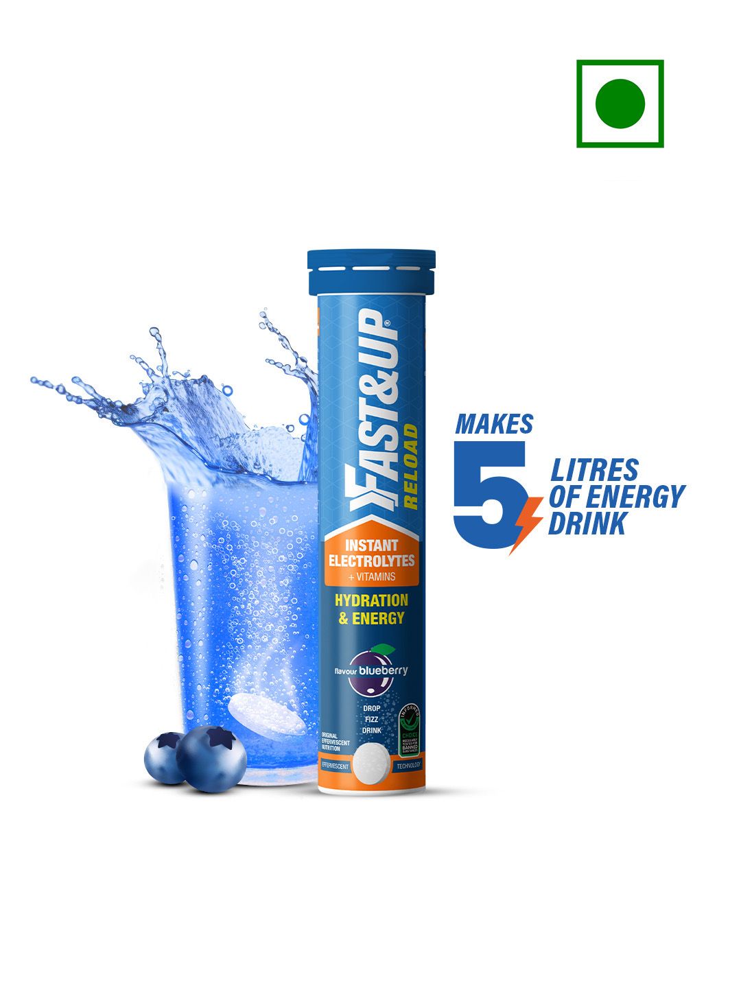 FAST&UP Reload Low Sugar energy drink for Instant Hydration- 20 Tablets