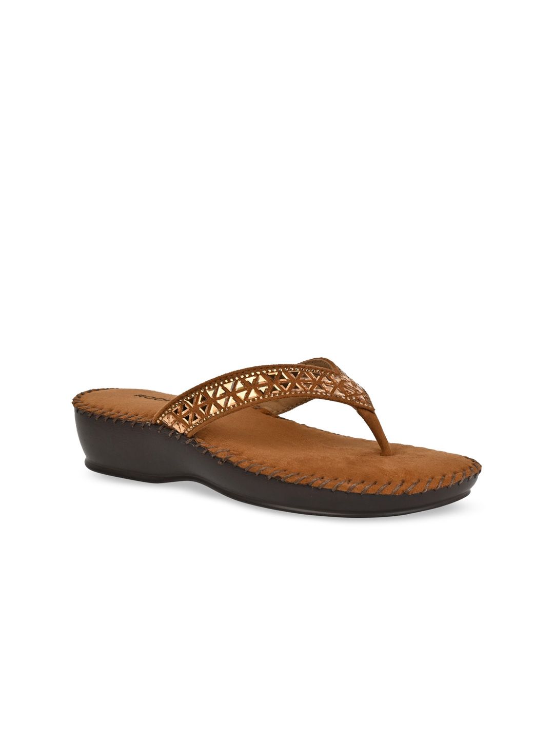 Rocia Women Ethnic Open Toe Flats with Laser Cuts