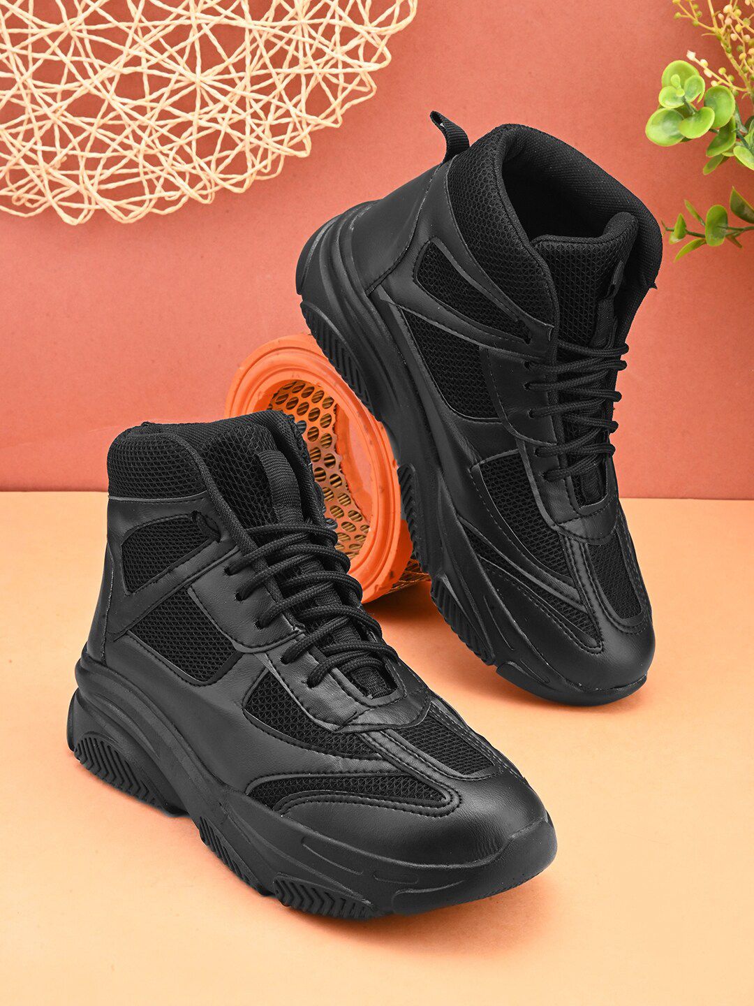 knoos Women High-Top Water Repellent Upper Mesh Sneakers