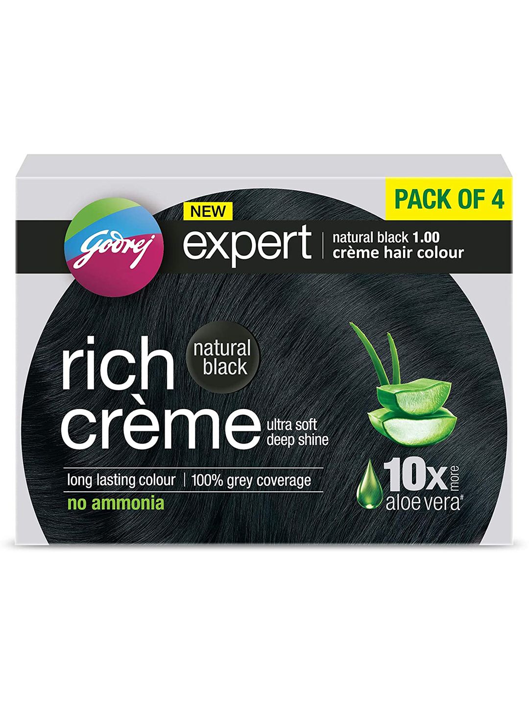 Godrej expert Godrej expert Set of 4 100% Grey Coverage Rich Creme Hair Colour - Natural Black 1.00