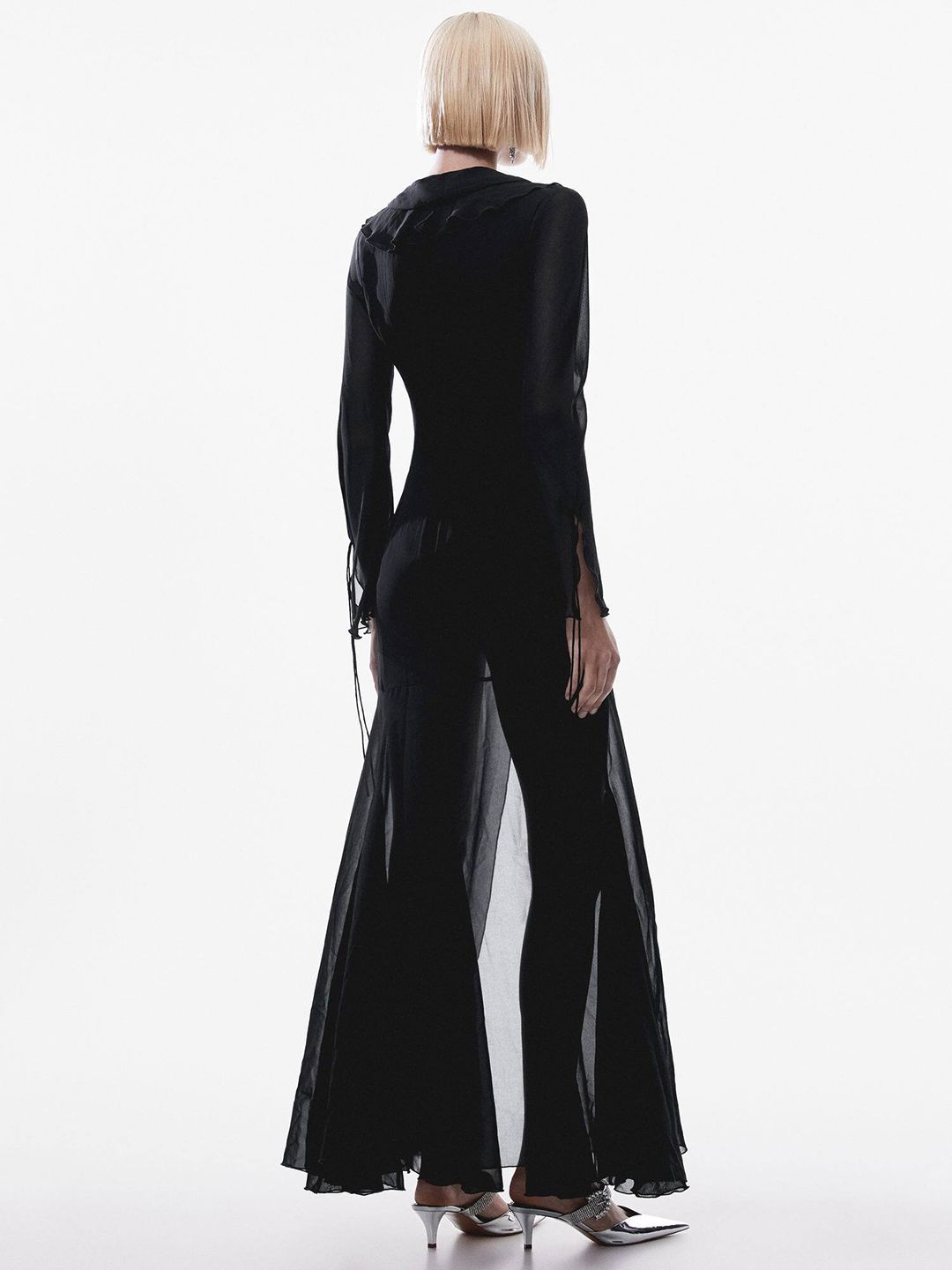 Flared Sleeve Ruffled Maxi Dress