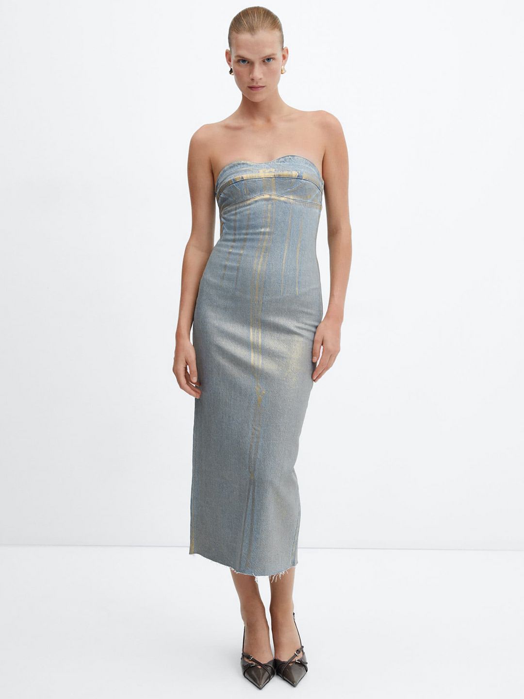 Buy MANGO Denim Foil Print Strapless Bodycon Midi Dress - Dresses for Women 27351880 | Myntra Buy MANGO Denim Foil Print Strapless Bodycon Midi Dress - Dresses for Women 27351880 | Myntra