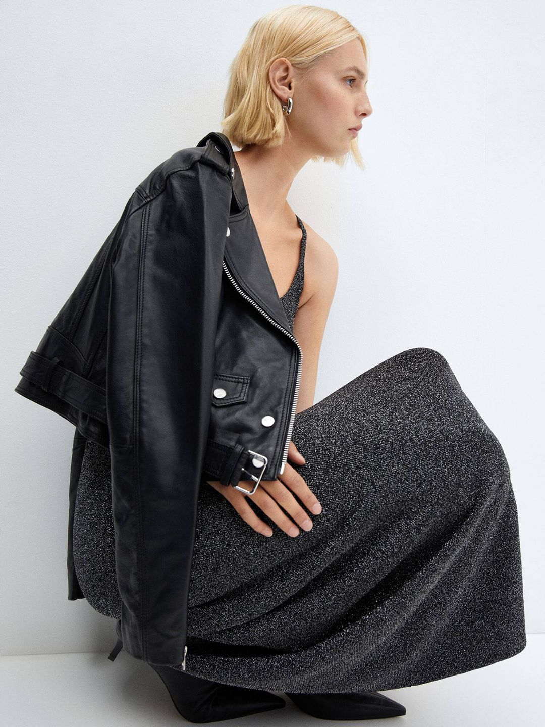 Shoulder Straps Shimmery A-Line Midi Dress