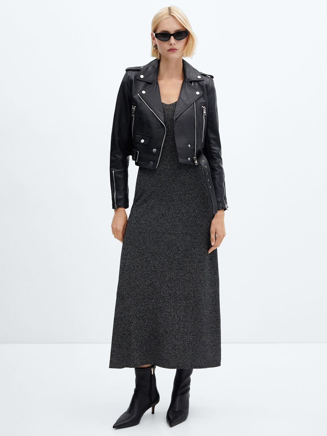 Shoulder Straps Shimmery A-Line Midi Dress