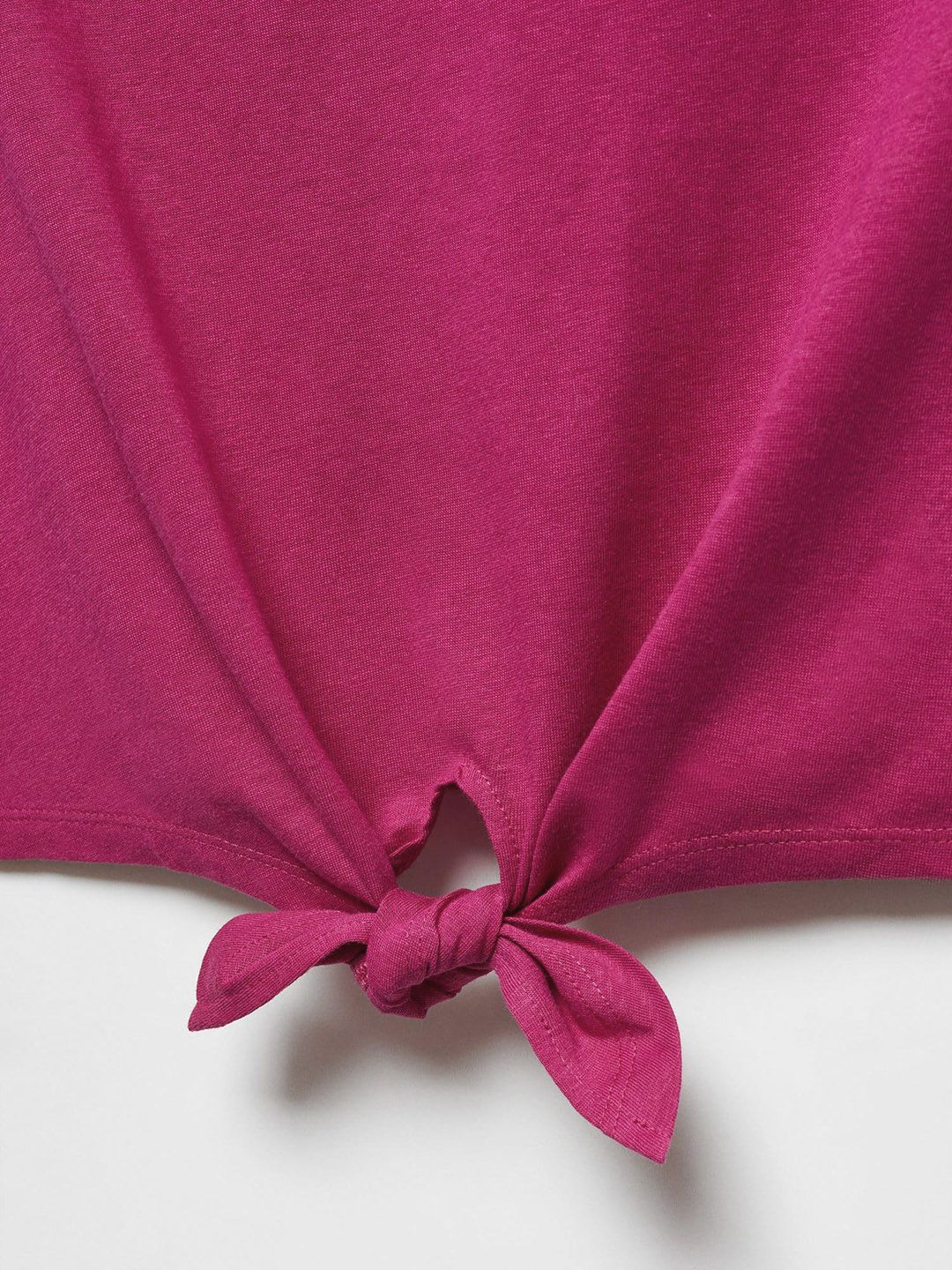 Tie-Up Waist Extended Sleeves Pure Cotton T-shirt