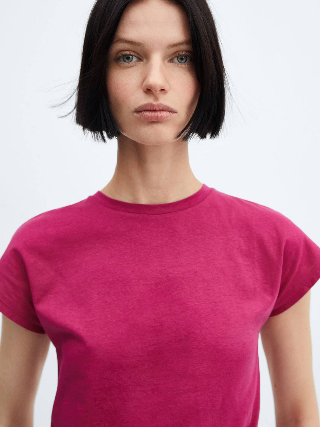 Tie-Up Waist Extended Sleeves Pure Cotton T-shirt