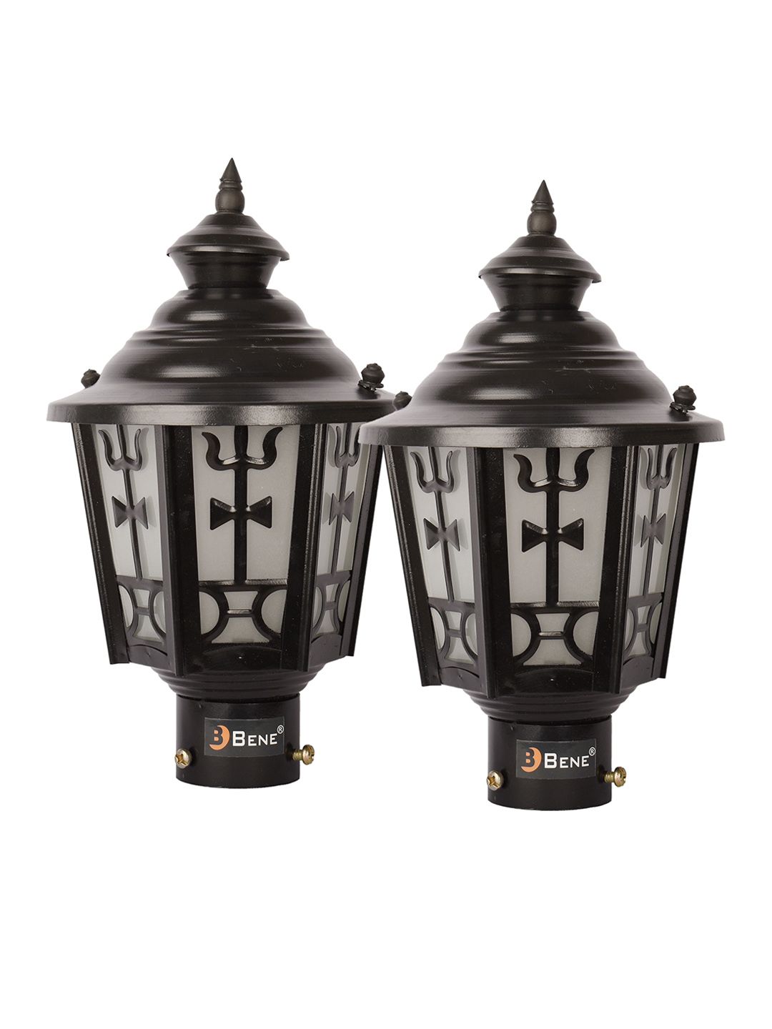 BENE Black & White 2 Pieces Waterproof & Rustproof Frustum Outdoor Lamps