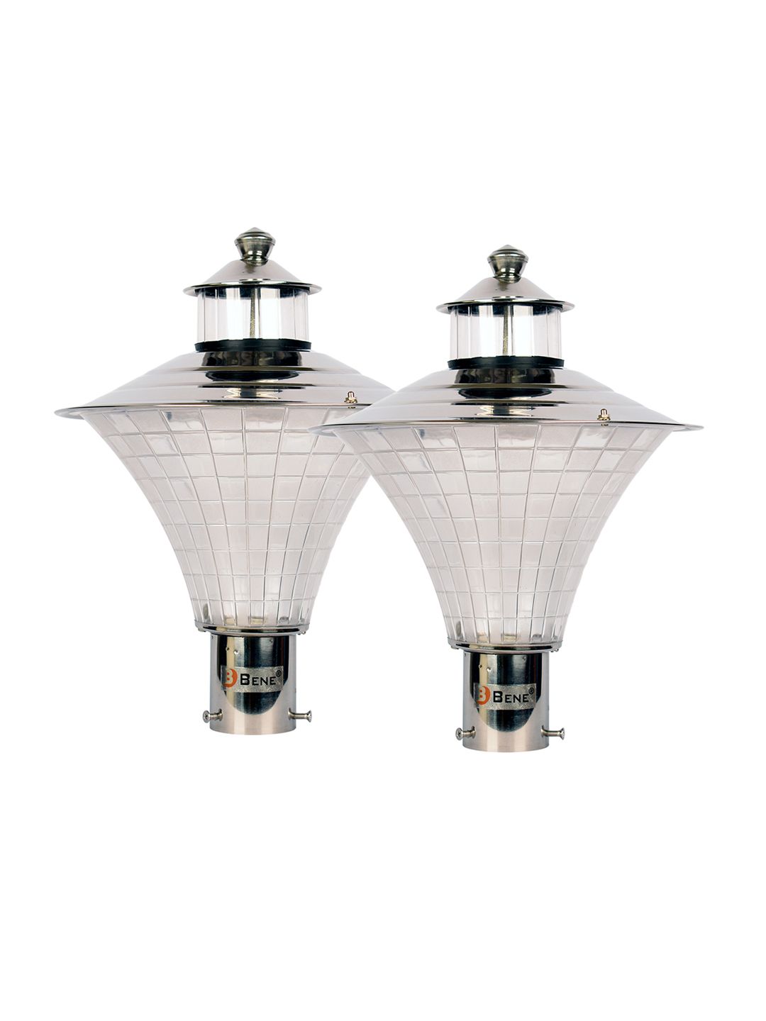 BENE Nice Steel-Stoned & White 2Pcs Textured Waterproof & Rustproof Outdoor Lamps