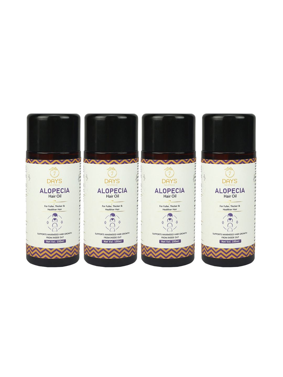 7 DAYS Set of 4 Alopecia Hair Oil with Bhringraj & Onion - 100 ml each