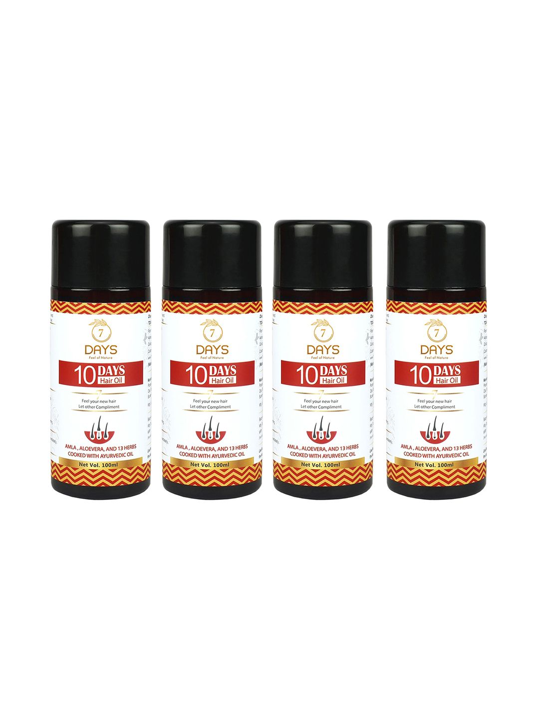 7 DAYS 4-Pcs 10-Days Hair Oil with Aloevera & Onion - 100 ml each