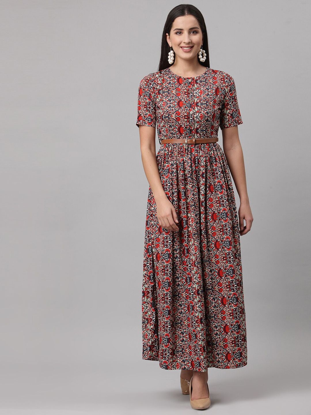 Buy aayu Round Neck Floral Printed Maxi Dress - Dresses for Women