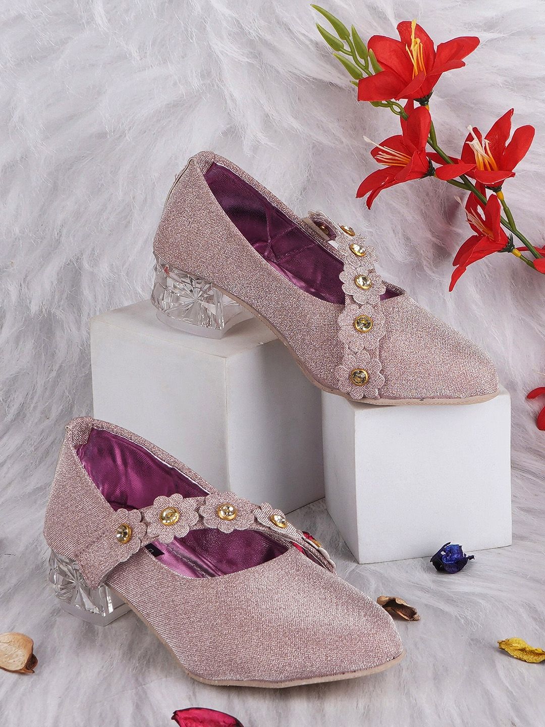 BAESD BAESD Girls Embellished Block Heeled Pumps