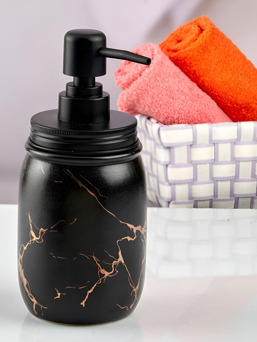 Kookee Black Abstract Ceramic Soap Dispenser 450ml