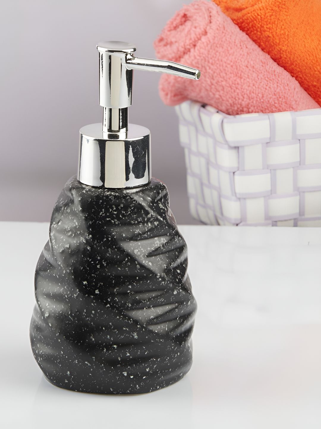 Kookee Black Printed Ceramic Soap Dispenser 250ml