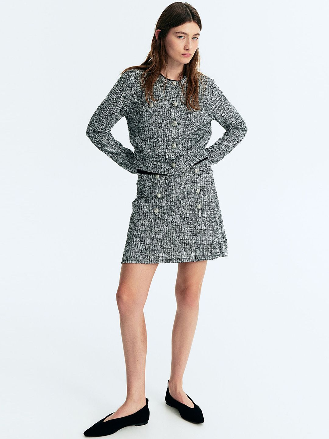 H&M Textured Button-Front Skirt Price in India