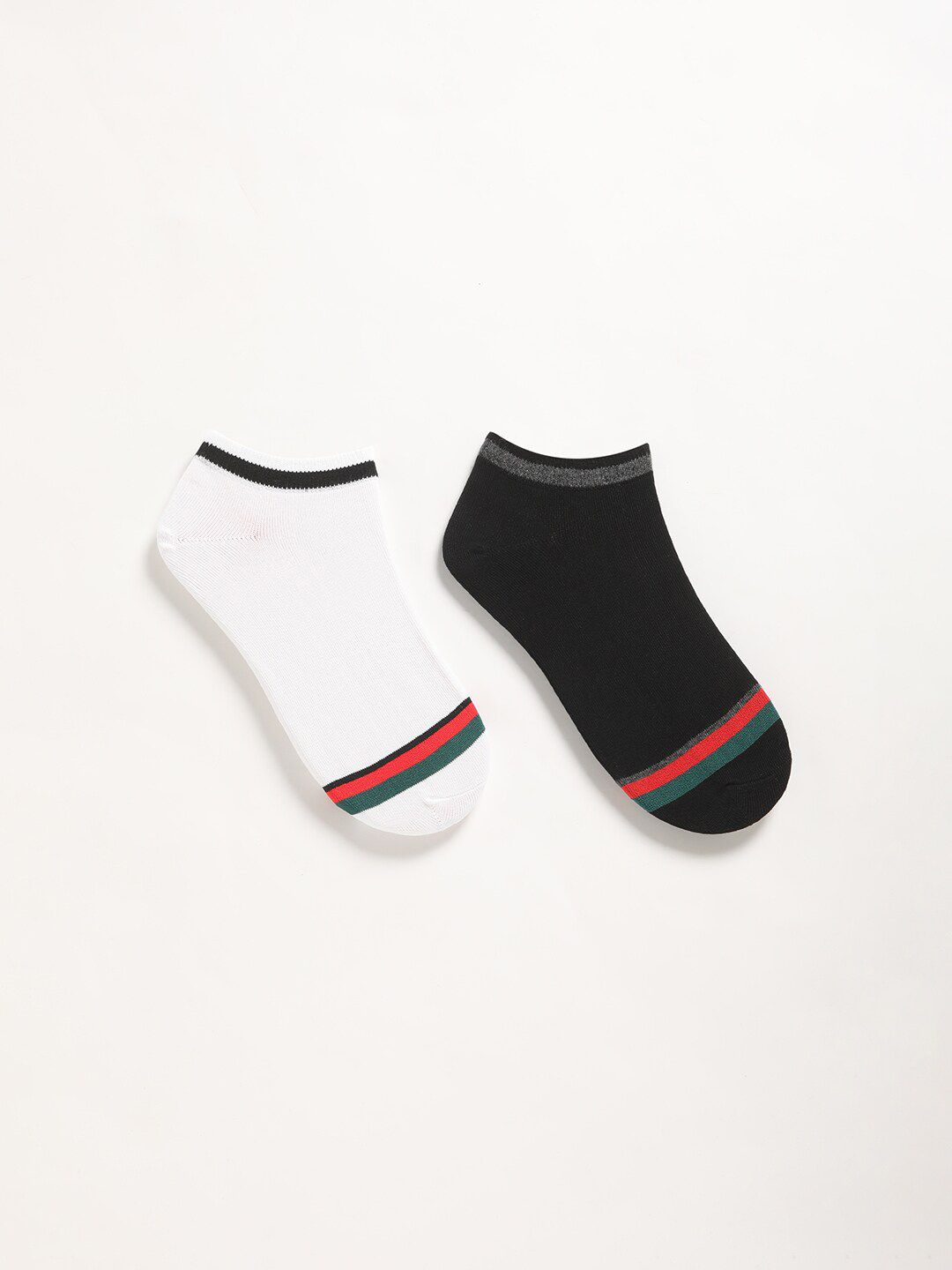 THE BEAR HOUSE Men Pack Of 2 Striped Ankle Length Cotton Socks