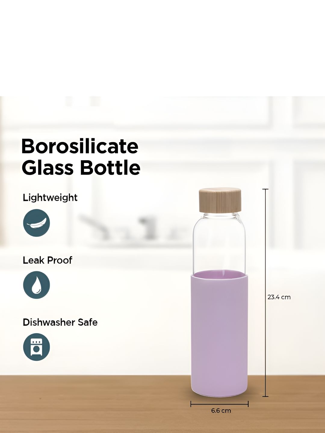 Kuber Industries XB5501-PURP Purple Glass Double Wall Vacuum Water Bottle - 550ml