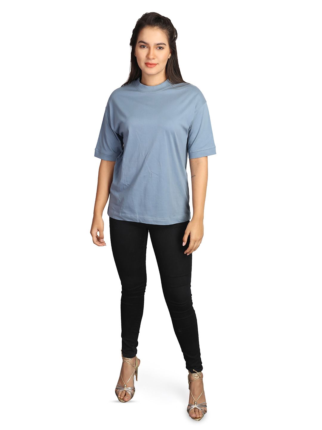 ZU Oversized Drop-Shoulder Sleeves Round Neck Pure Cotton T-shirt