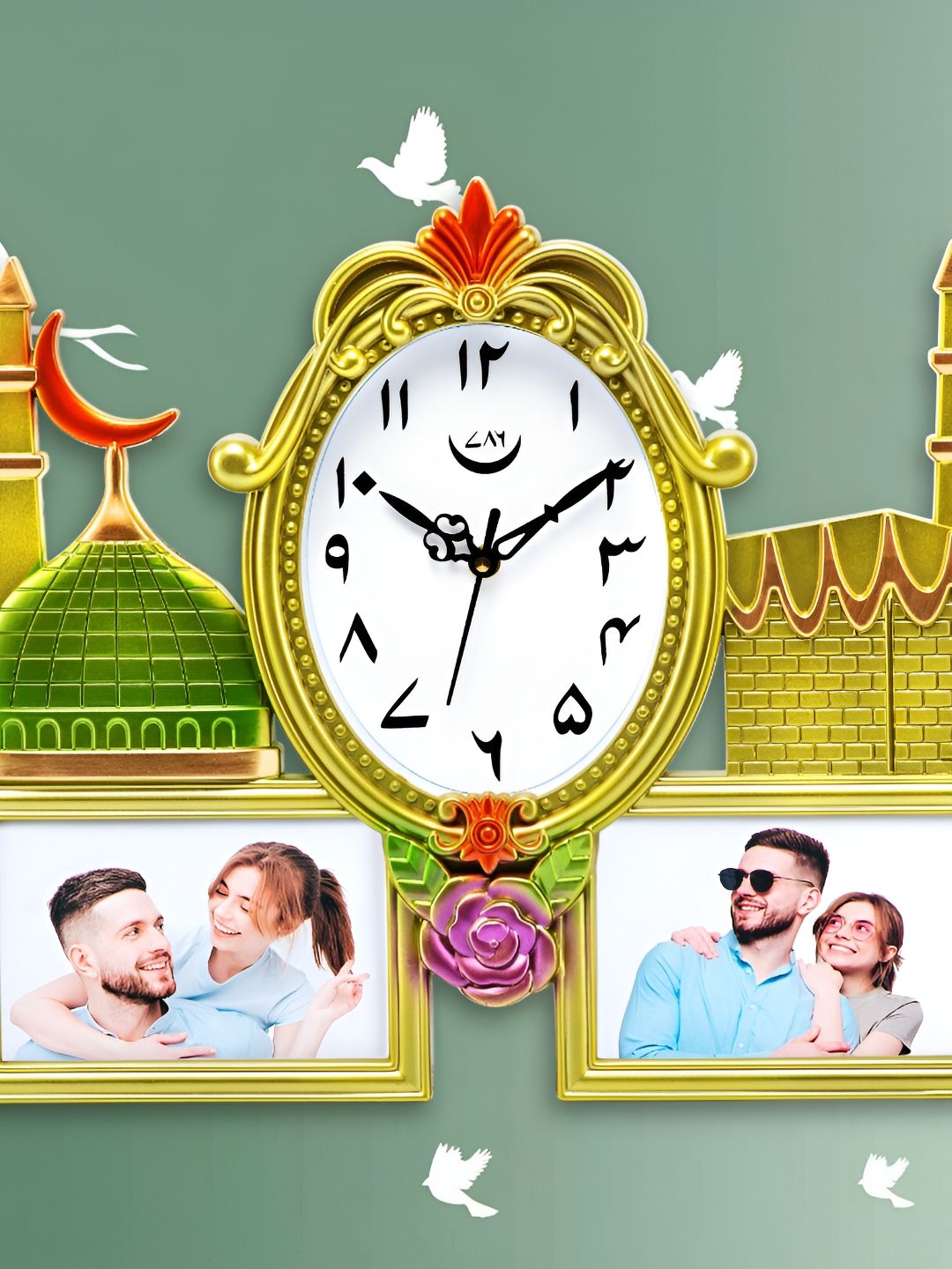 Attractionz Attractionz Gold-Toned Oval Contemporary Wall Clock