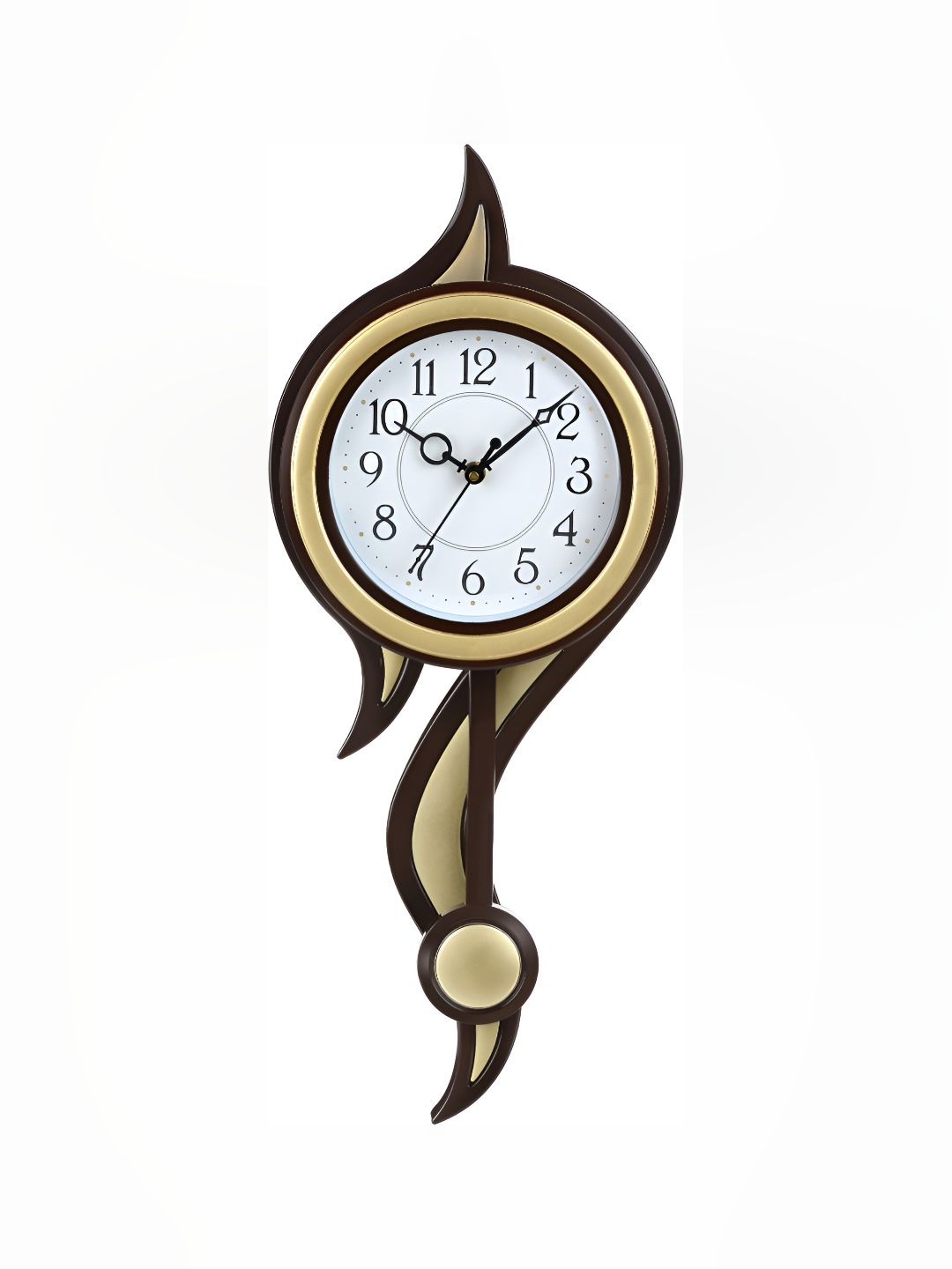 Attractionz Attractionz Gold-Toned & White Textured Round Shaped Contemporary Wall Clock