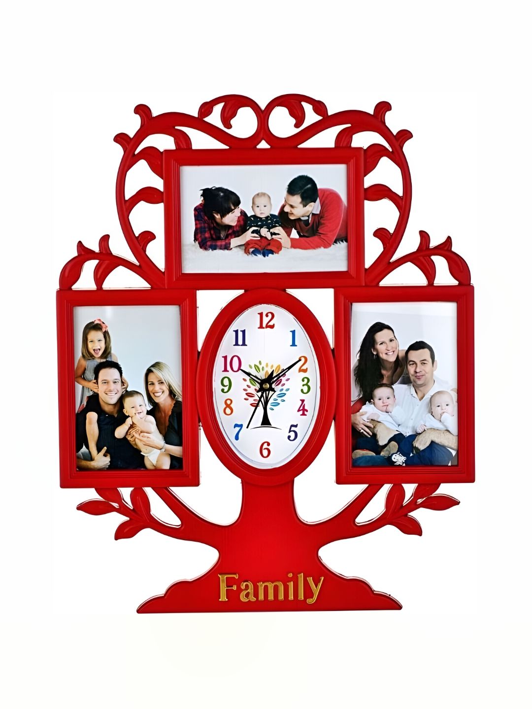 Attractionz Attractionz Red & White Textured Oval Shaped Contemporary Wall Clock
