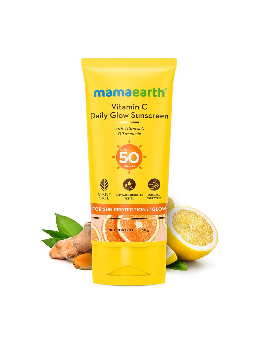 Mamaearth Vitamin C Daily Glow SPF50 PA+++ Sunscreen with Turmeric - 80 g