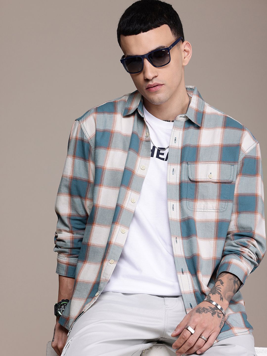 The Roadster Life Co. Checked Relaxed Fit Pure Cotton Casual Shirt